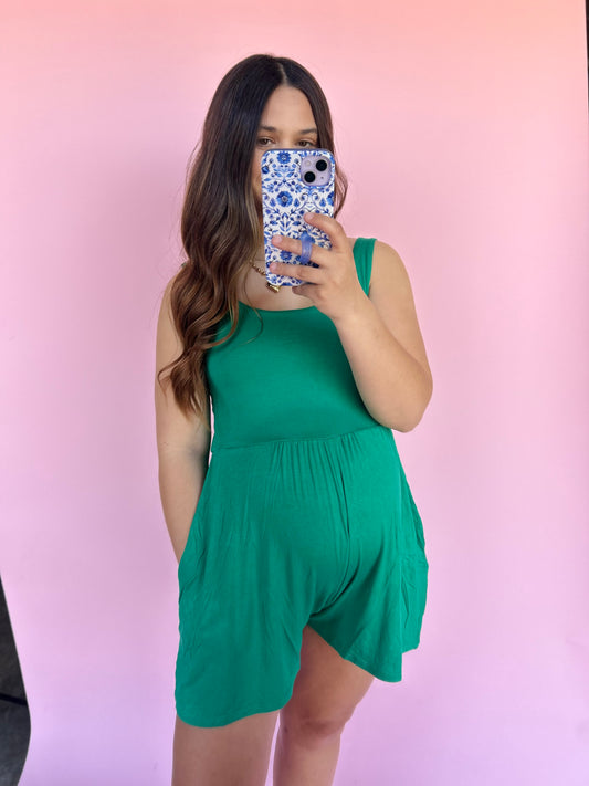 Double Layered Butter Romper - Kelly