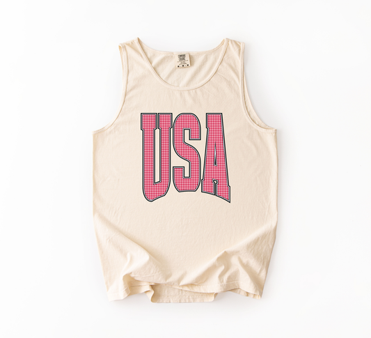 Red Gingham USA Tank