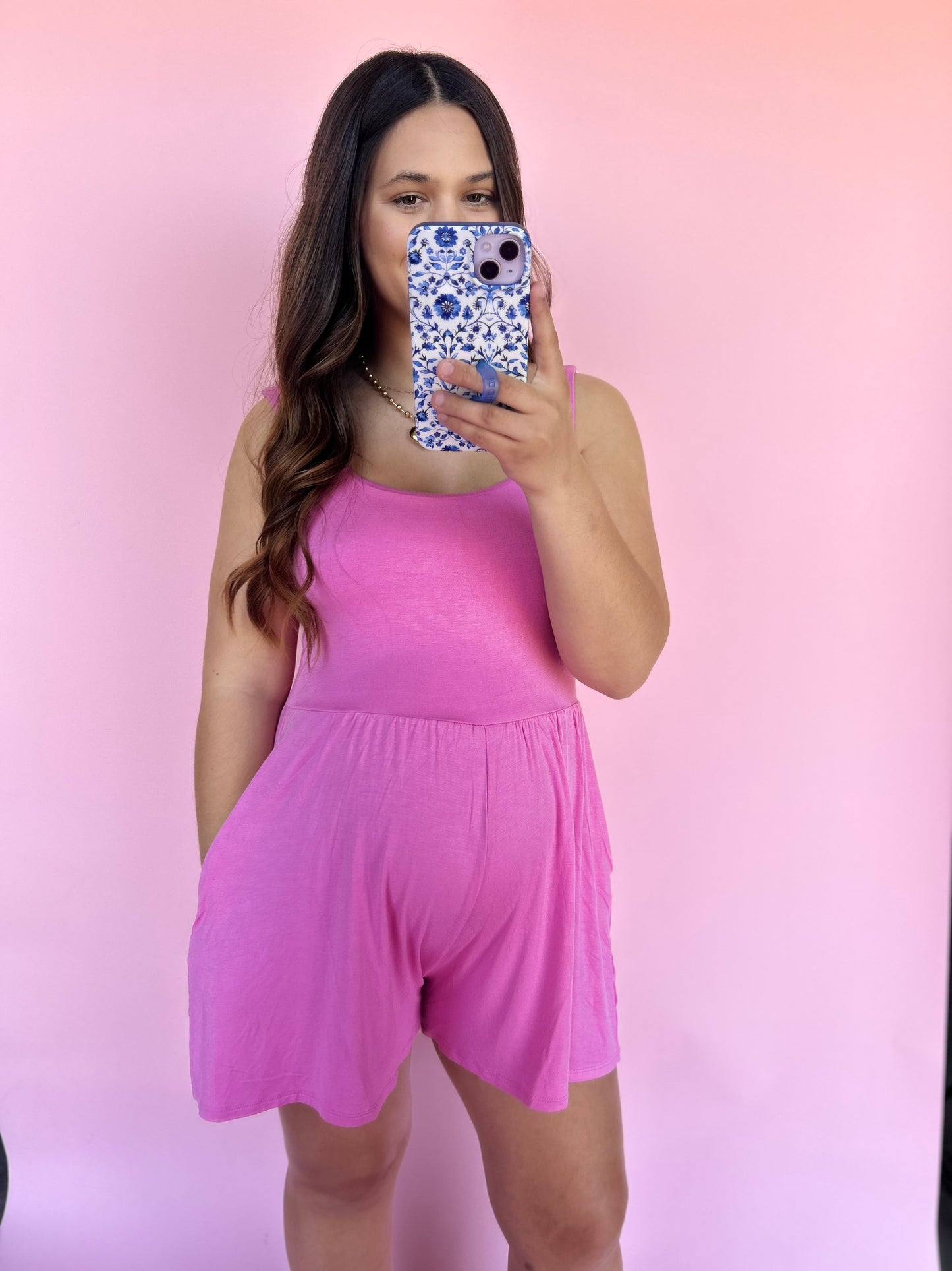 Double Layered Butter Romper - Bubblegum