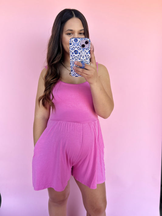 Double Layered Butter Romper - Bubblegum