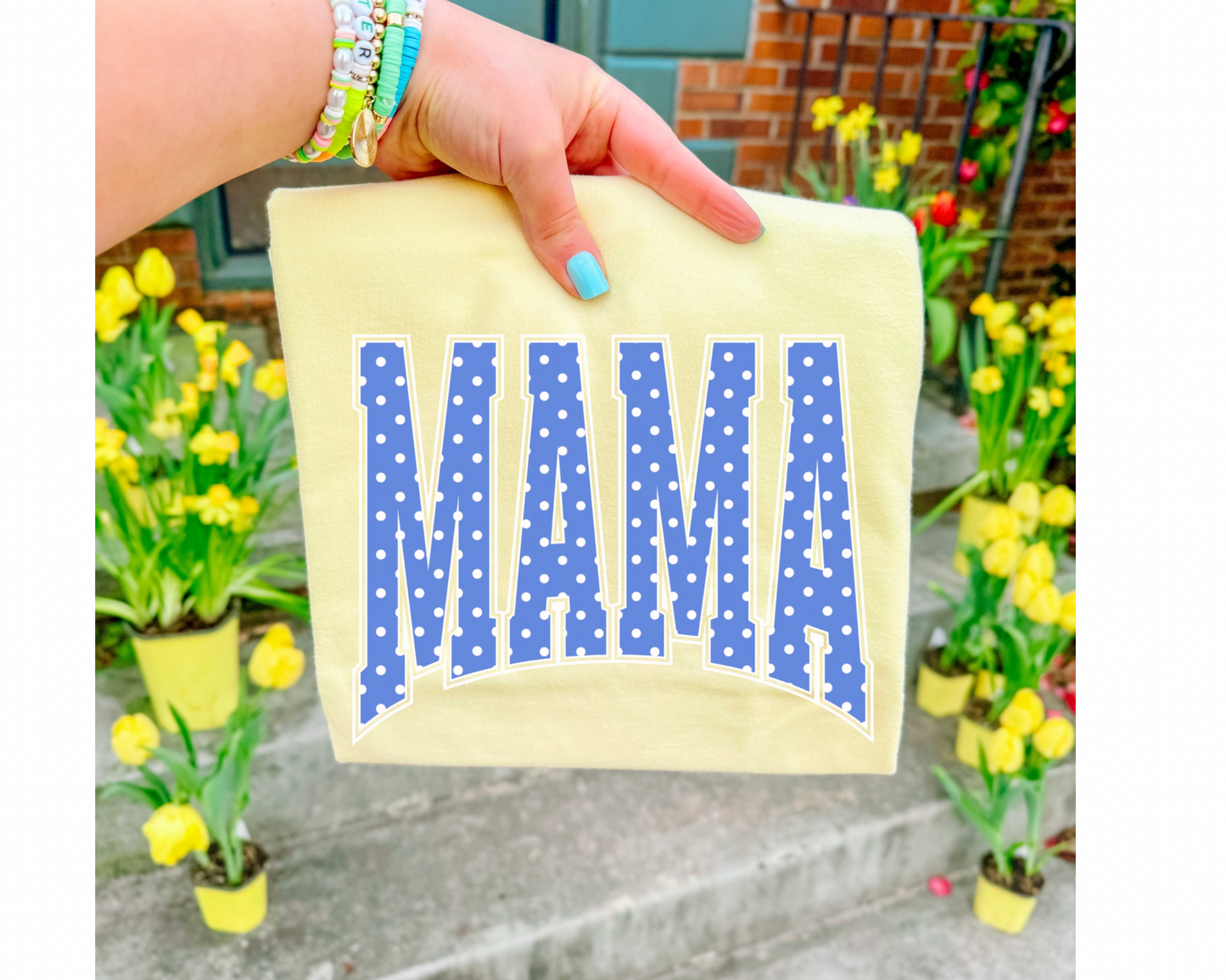 Blue Polka Dot MAMA Tee - Butter