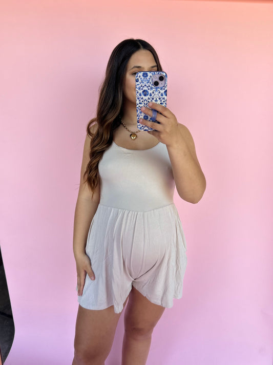 Double Layered Butter Romper - Sand