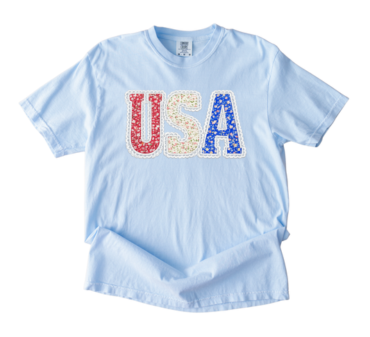 USA Floral Lace Tee