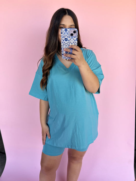 Blair Biker Shorts Set - Teal