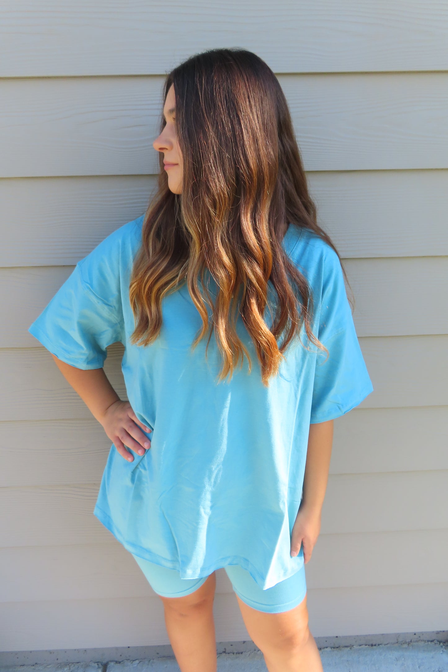 On The Go Biker Shorts Set - Teal