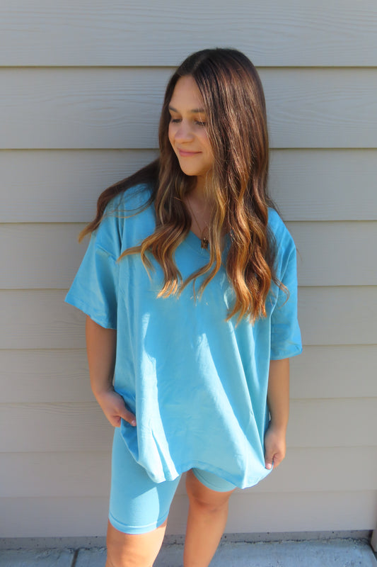 On The Go Biker Shorts Set - Teal