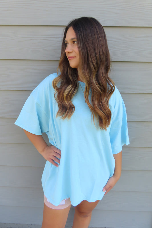 Sky Oversized Mineral Wash Tee