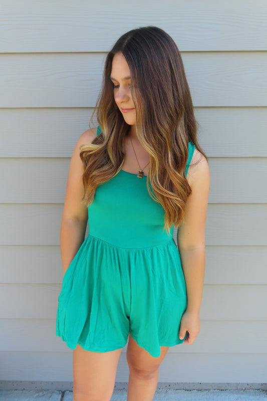 Double Layered Butter Romper - Kelly