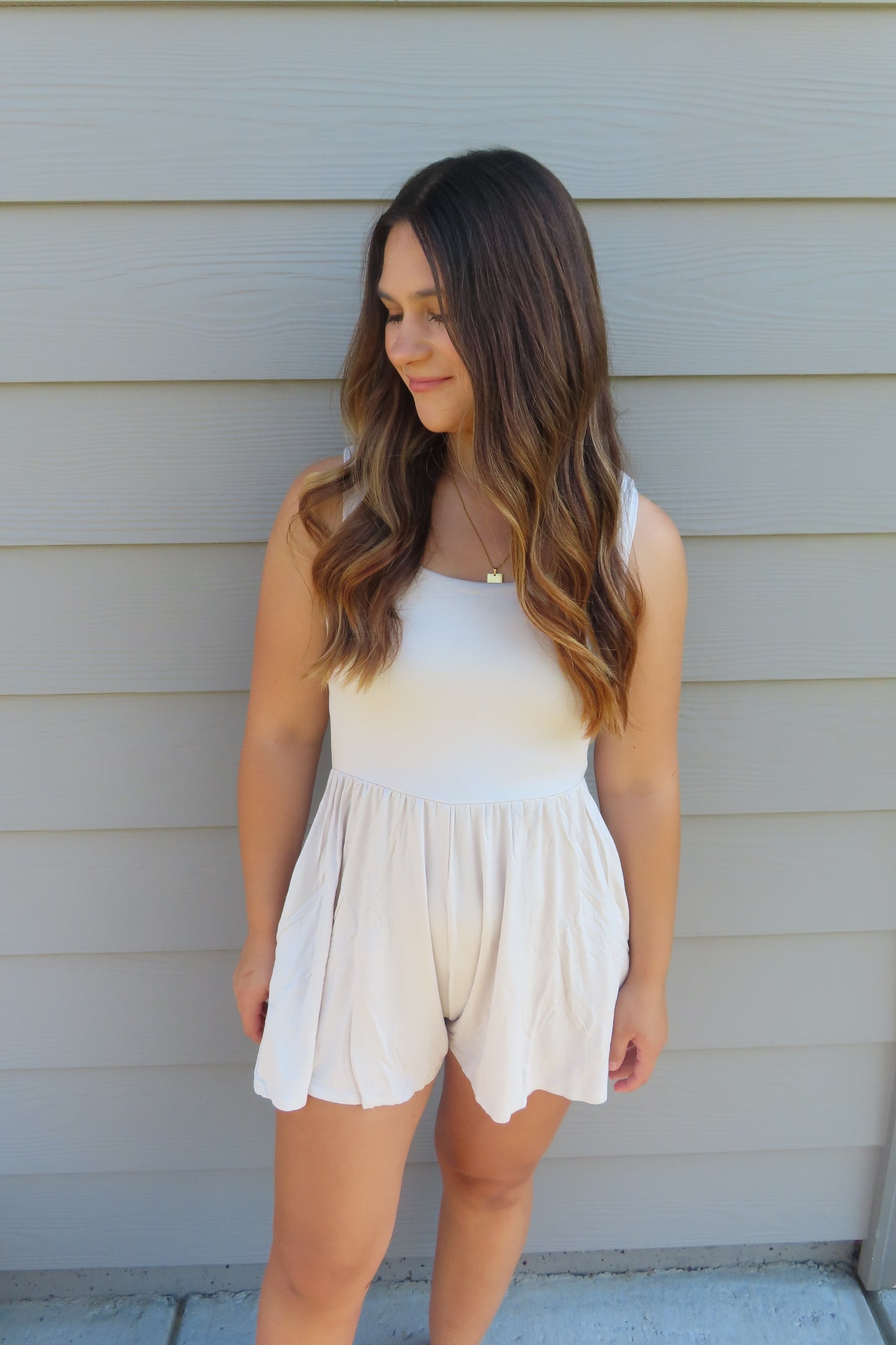 Double Layered Butter Romper - Sand