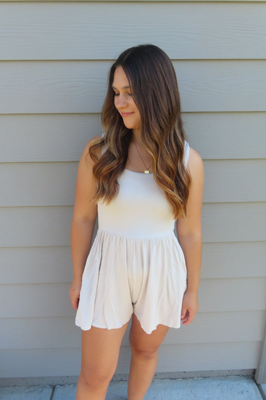 Double Layered Butter Romper - Sand