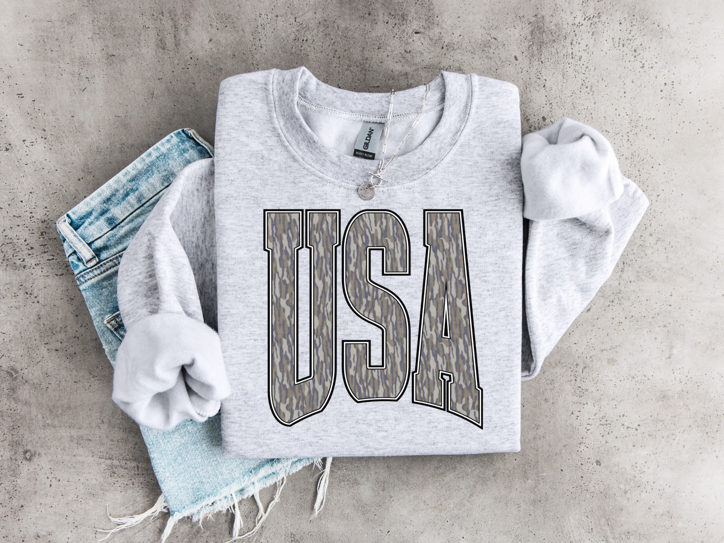 Camo USA Ash Crewneck