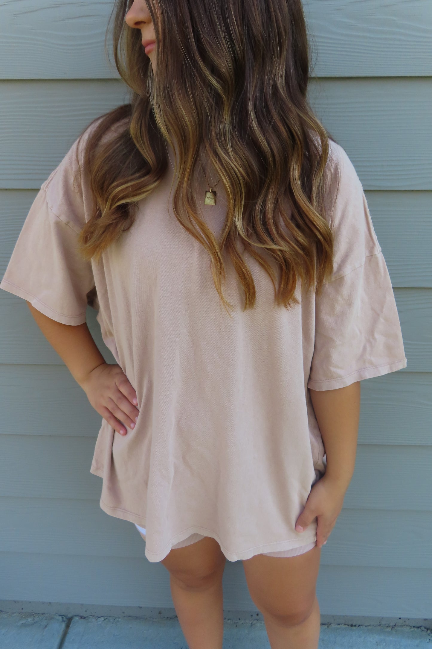 Taupe Oversized Mineral Wash Tee