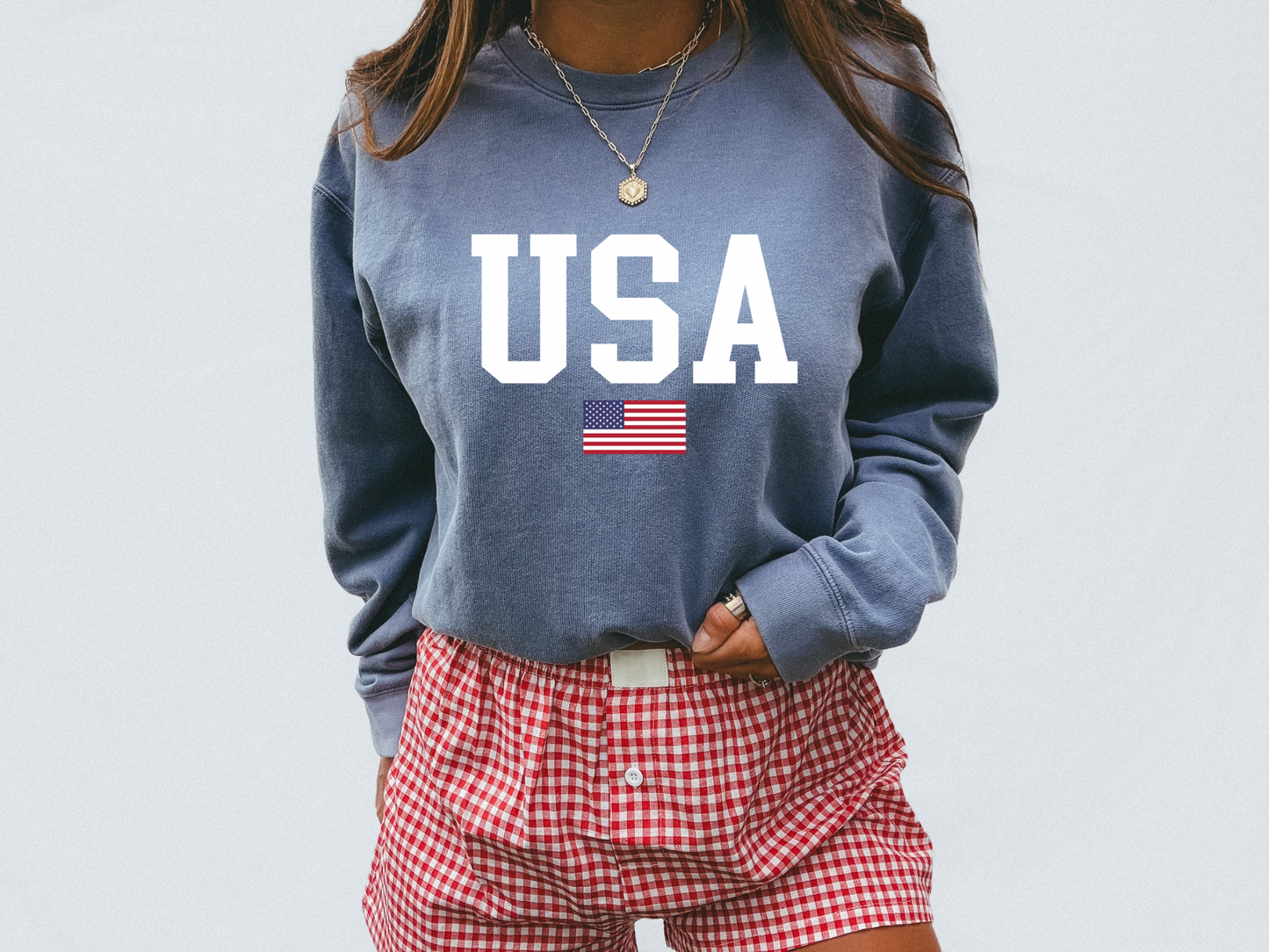 USA Lightweight Crewneck | Blue Jean