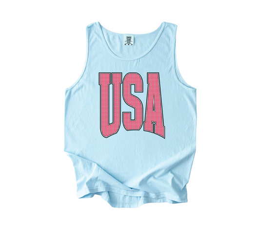 Red Gingham USA Tank